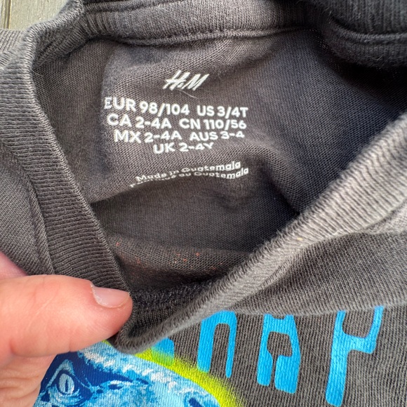 H&M Black Tee with Blue Velociraptor Design - Picture 3 of 3